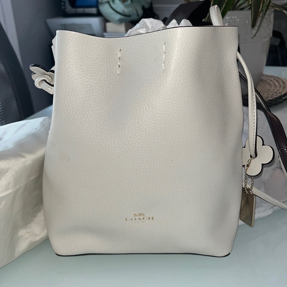 White Coach Derby Crossbody with Shoulder strap and tassel
